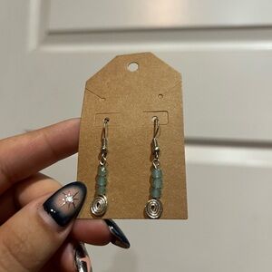 Elegant Silver and Green Dangle Earrings